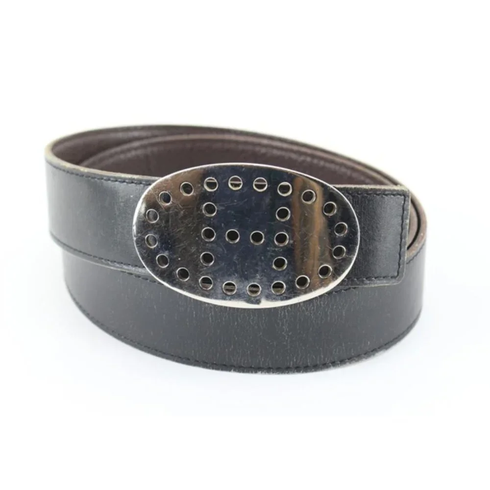 Hermès Black Reversible H Logo Belt Kit Silver 57h816s